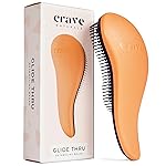 Crave Naturals Glide Thru Hair Brush - Detangler Brush for Curly, Straight, Wet or Dry Hair - Gentle Detangling Brusheses for Adults, Kids, Toddlers - Hair Accessories for Women, 7.5x3 - Coral