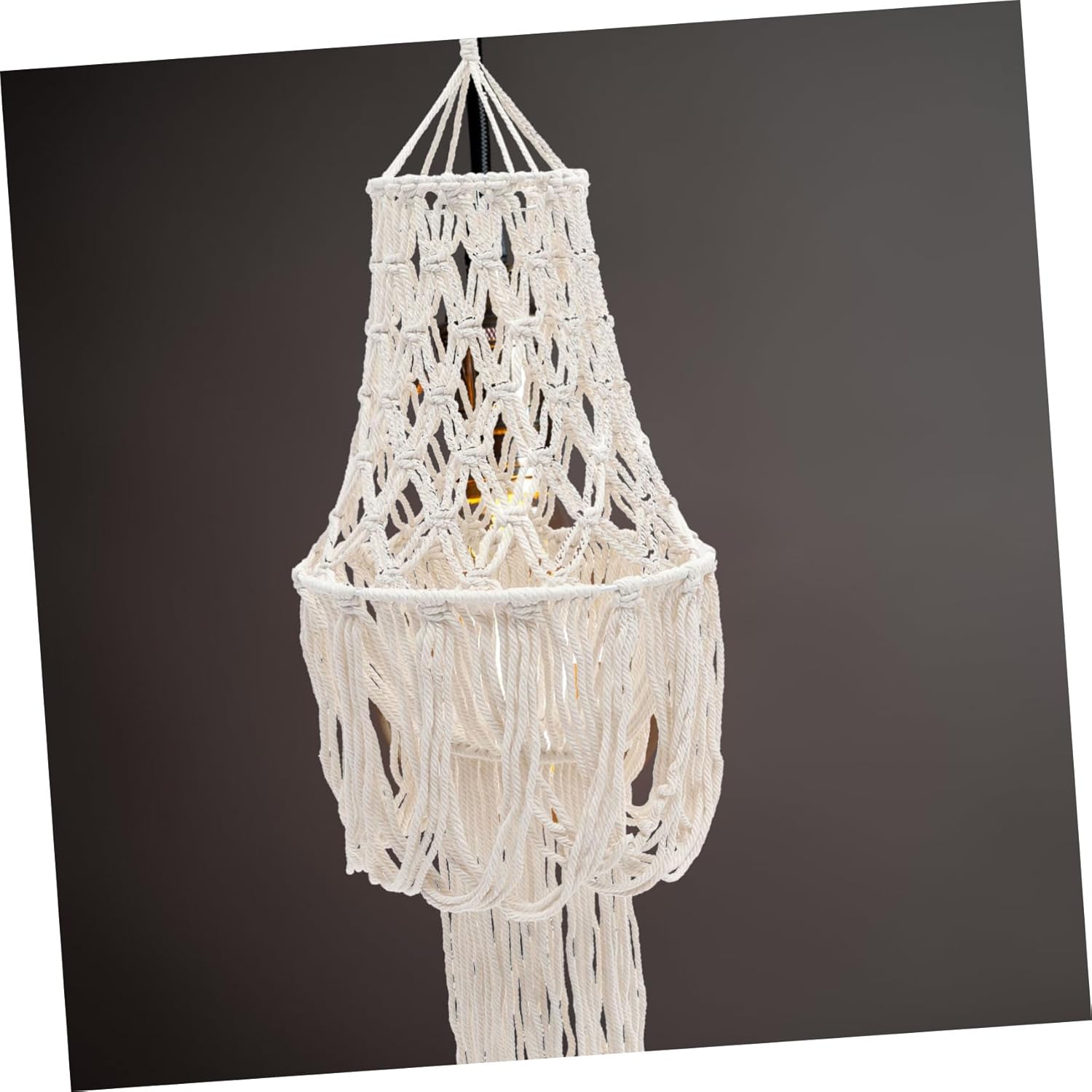 PRETYZOOM Boho Hanging Lampshade Woven Lamp Shades for Home Decor Macrame Lampshade