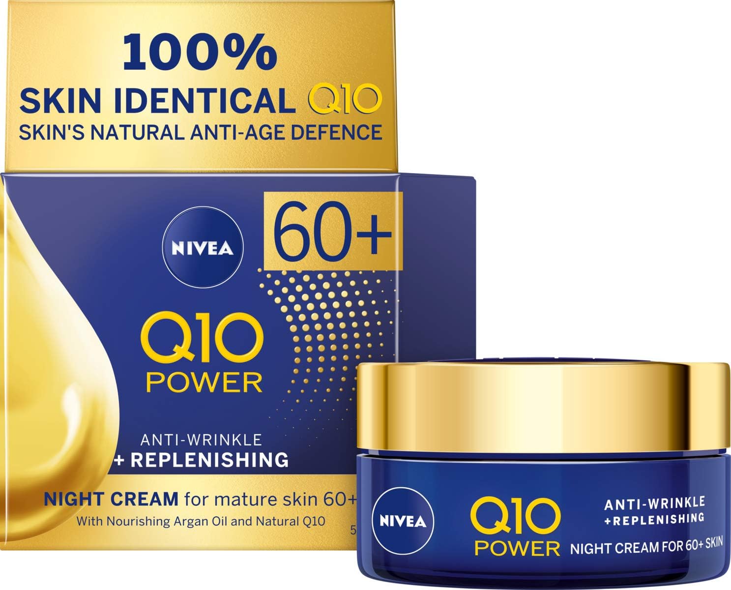 NIVEA Q10 Anti-Wrinkle 60+ Extra Nourishing Night Cream (50ml), Nourishing Night Cream Reduces Deeps Wrinkles - Image 4
