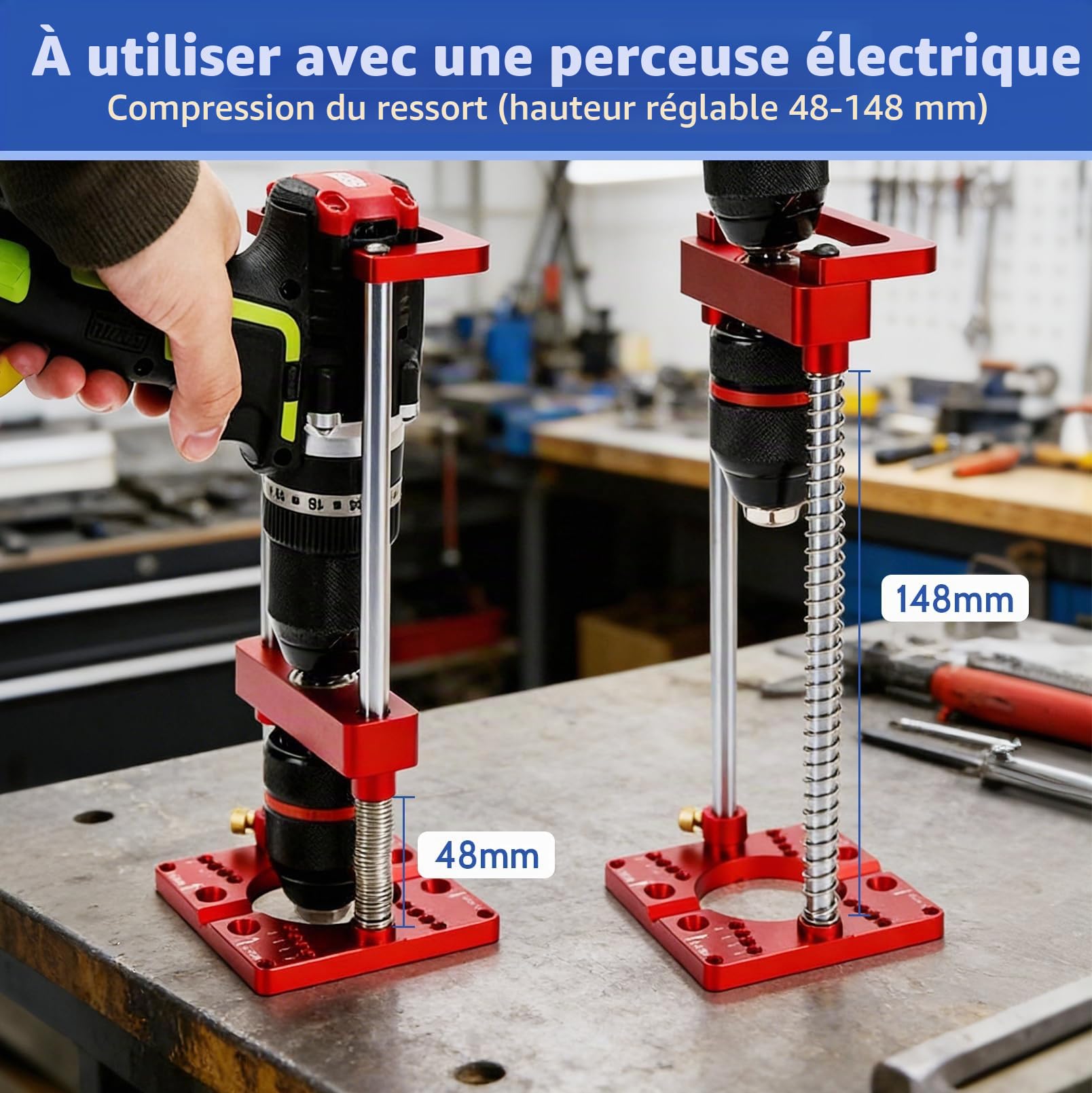 Support de Forage et Support de Perceuse, Réglable Support de Forage | Dispositif de Perçage Portable pour Bois, Aide au Perçage Portable, Support de Perçage avec Mandrin pour Perçage Précis Dans