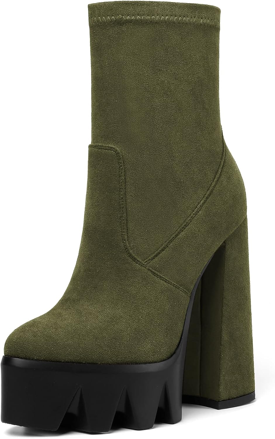 AUMOTED Women Ankle Boots Platform Pointed Toe Chunky Heel Short Booties 5.5 Inch Size Zipper Heeled Winter Boots