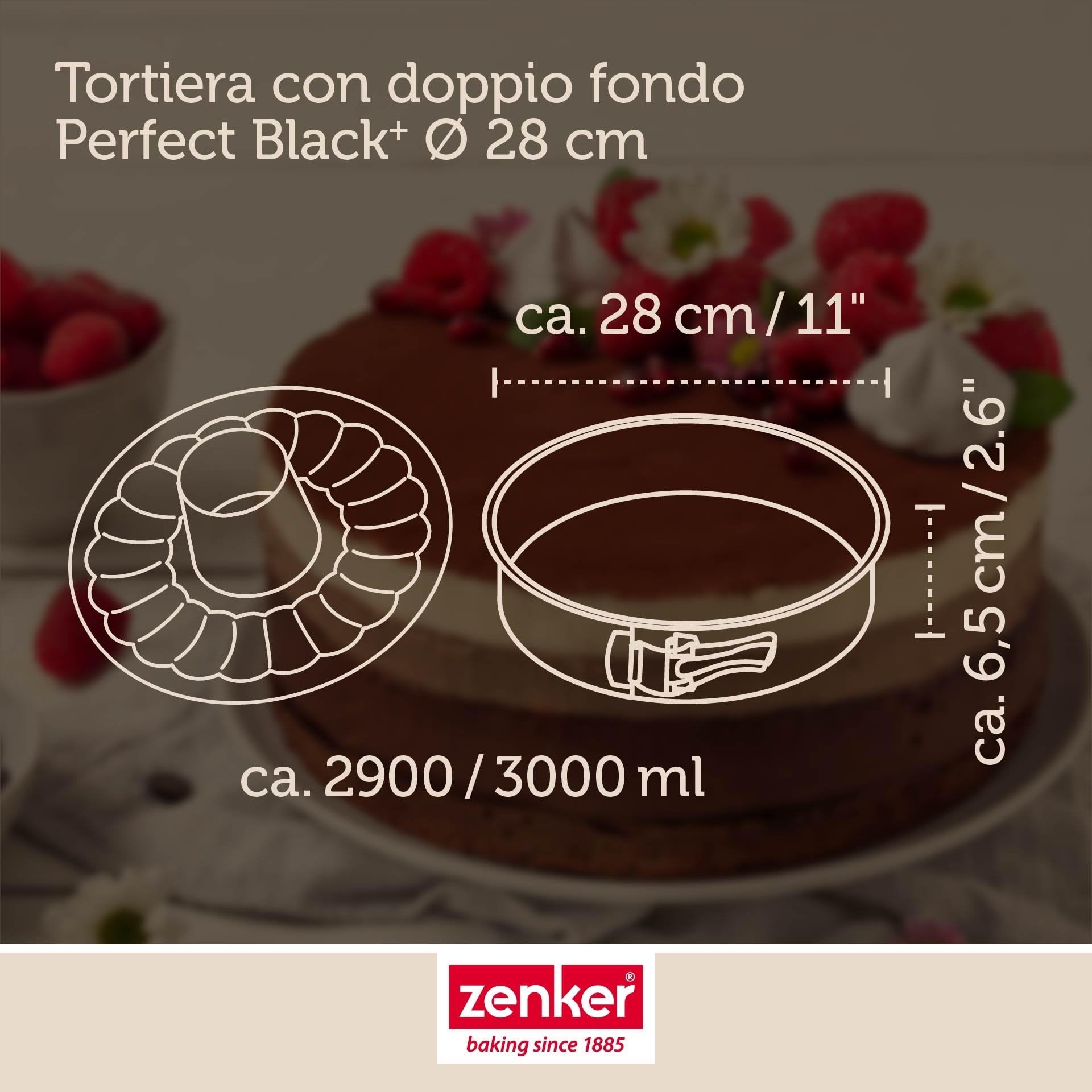 Zenker Teglia con fondo piatto e tubo Perfect Black Ø 28 cm – Stampo di alta qualità con rivestimento antiaderente, resistenza al calore +230 °C Made in Germany