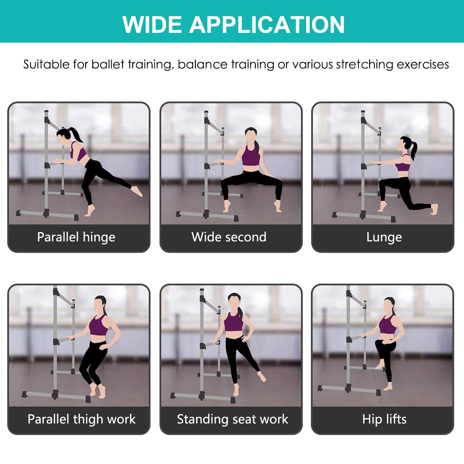 Slsy Portable Ballet Barre Bars for Home Kids, 4 FT Freestanding Ballet