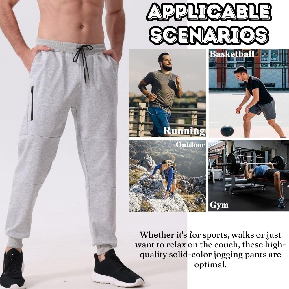 Confezione da 2 pantaloni da jogging da uomo con chiusura lampo, pantaloni slim fit con tasche, elastico in vita, da uomo