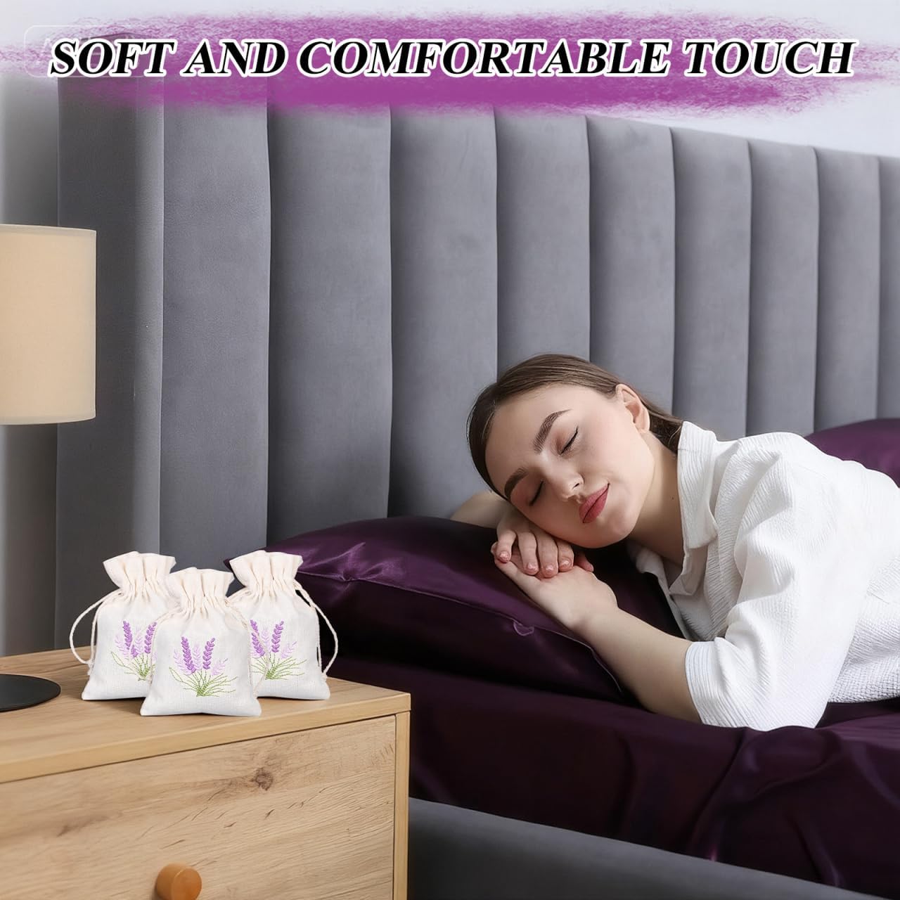 DOITOOL Lavender Sachet Bags 10 Pack Cotton Sachet Empty Bags with Drawstring Cotton Linen Pouch for Filling Spice Lavender Buds