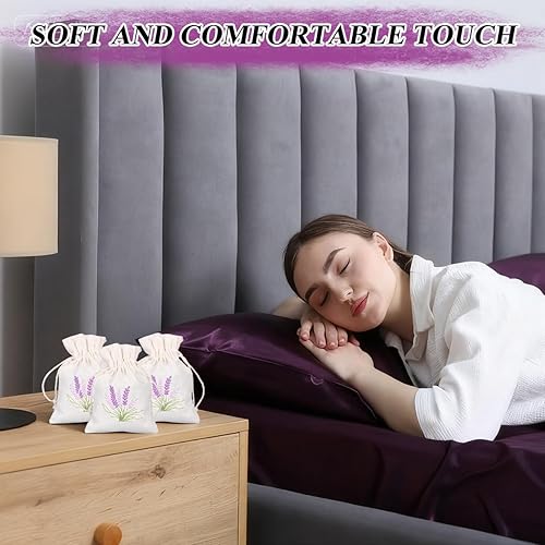 Miniatura 6 de HOLIDYOYO 10 bolsas de algodón, bolsas recargables de lavanda con cordón, 5.51 x 3.93 pulgadas, ideales para almacenamiento de armario, recuerdos de