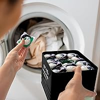 Vista 7 de ELITAPRO Contenedor moderno de granja para cápsulas de detergente - Porta cápsulas de metal con tapa para decoración y accesorios de lavandería