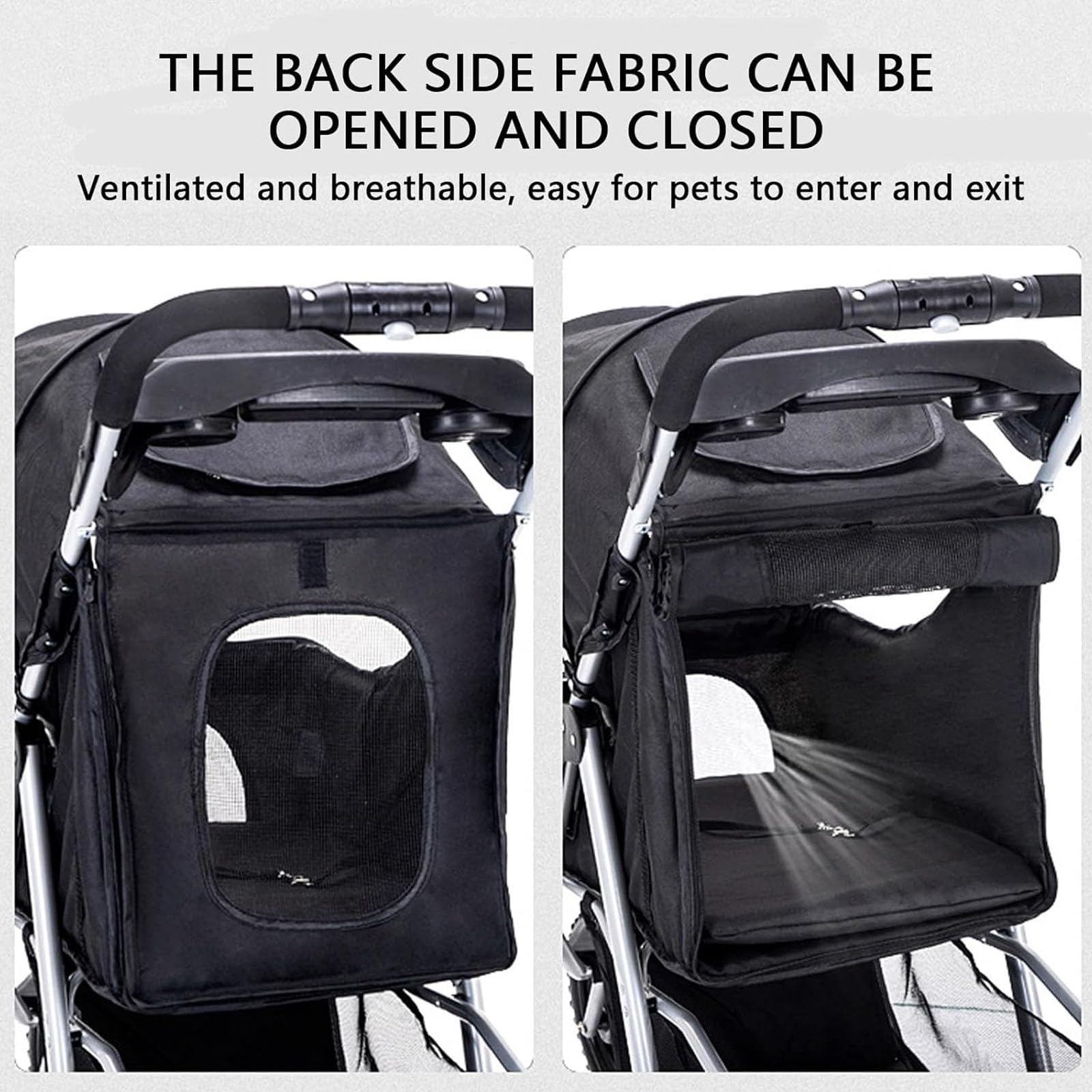 Passeggino per Cani da Compagnia con 3 Ruote Grandi, Passeggino da Viaggio Pieghevole per Cani con Cestino portaoggetti, Passeggino da Viaggio per Cuccioli,Rosa