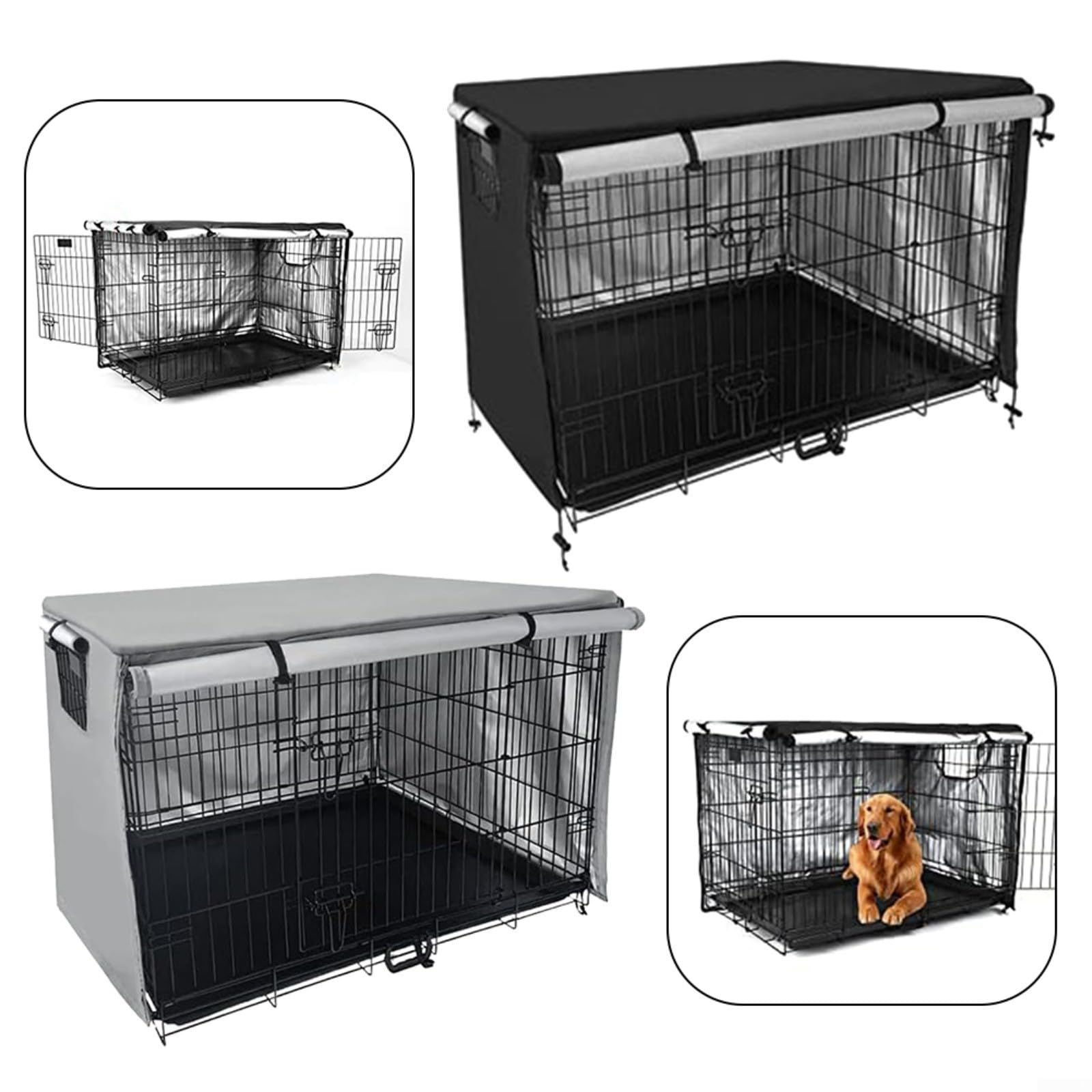 Copertura per gabbia per animali domestici in tessuto Oxford, impermeabile, resistente, traspirante, per interni ed esterni, protezione per gabbie per cani (grigio, 124,5 x 79 cm)