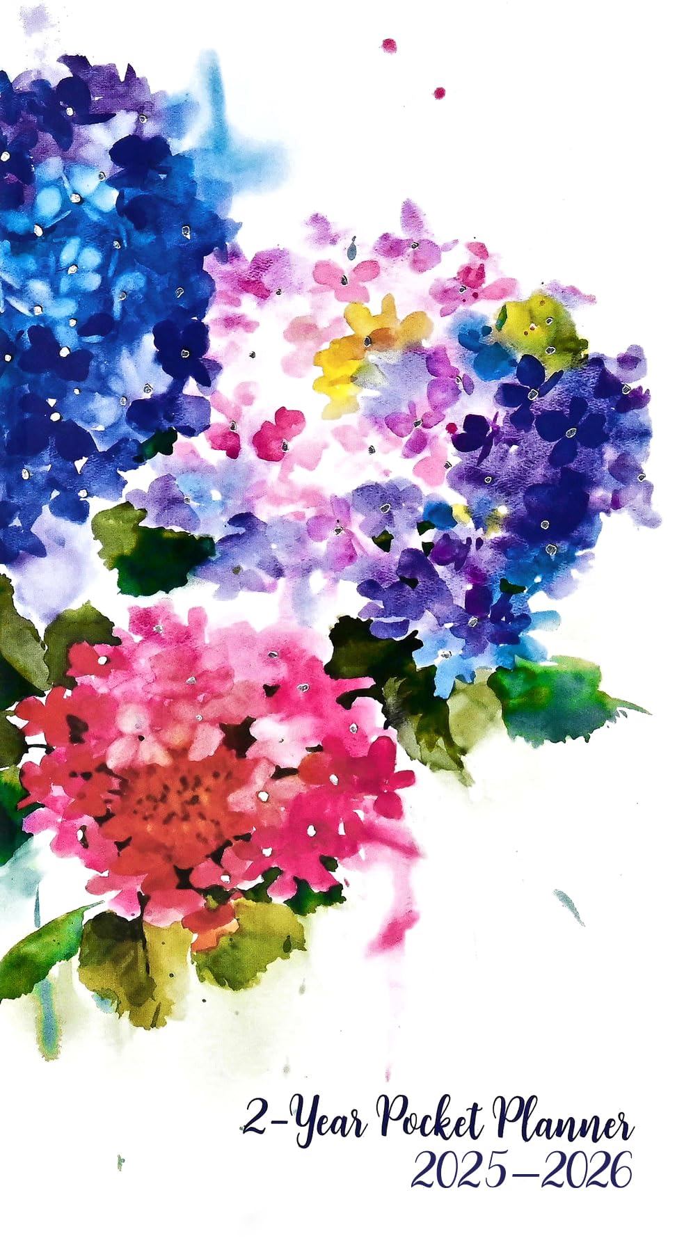 2025-26 Hydrangeas 2-Year Pocket Planner (24-Month Calendar), Indigo, Cerise, and Wisteria