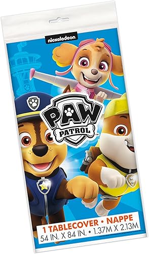 Miniatura 2 de Unique Paw Patrol - Decoraciones de cumpleaños  Mantel rectangular de plástico (paquete de 1) y calcomanía