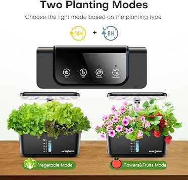 Ahopegarden Indoor Garden Hydroponics Growing System: 10 Pods Plant Germination Kit Herb Vegetable Growth Lamp Countertop with LED Grow Light - Hydrophonic Planter Grower Harvest Lettuce
