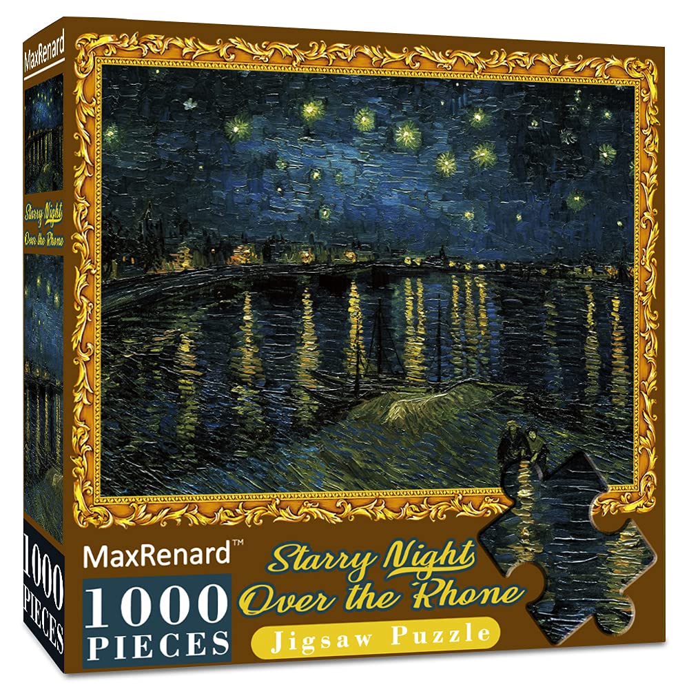 MaxRenard Game 1000 Pieces Jigsaw Puzzle Fine Art Collection Toy Starry Night Over The Rhone by Vincent Willem Van Gogh