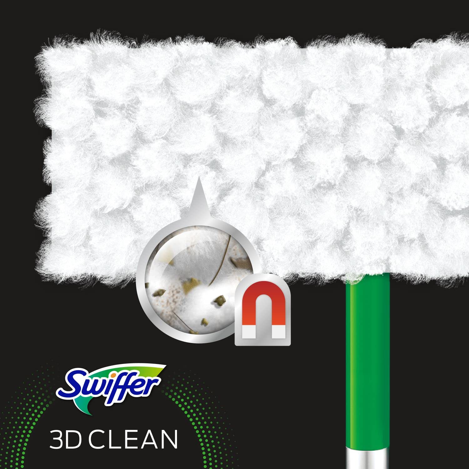 Swiffer Wkłady do usuwania kurzu 3D 7 sztuk, zatrzymuje i zatrzymuje więcej kurzu, brudu i włosów niż tradycyjna miotła