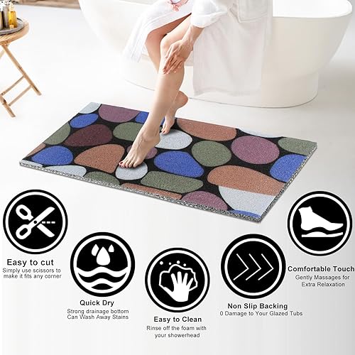 Miniatura 3 de Tapete de ducha antideslizante, de 15.7 x 36 pulgadas, tapete de ducha antideslizante para ducha y baño, área húmeda, secado rápido, sin ventosas,