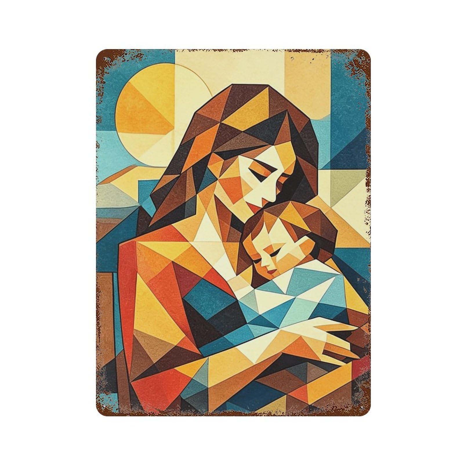 WIHYRTUI Top Left Cubist Mother And Infant (1) Wall Retro Iron Metal Tin Sign Vintage Art Poster Modern Home Cofffee Club Art Bar Shop Decor Style 40x30cm