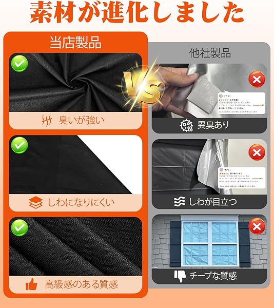 遮光シート 100%遮光率【無臭で安心】 断熱保温【快眠サポート】マジックテープ取付 免打孔 99%UVカット 超薄型 水洗い可能 ベビー 夜勤者 プロジェクター部屋 賃貸 車中泊 西日対策 プライバシー保護 - 4