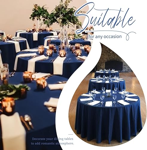 Miniatura 743 de Paquete de 8 manteles redondos blancos de 90 pulgadas, manteles redondos de poliéster lavables para mesa de tela decorativa resistente a