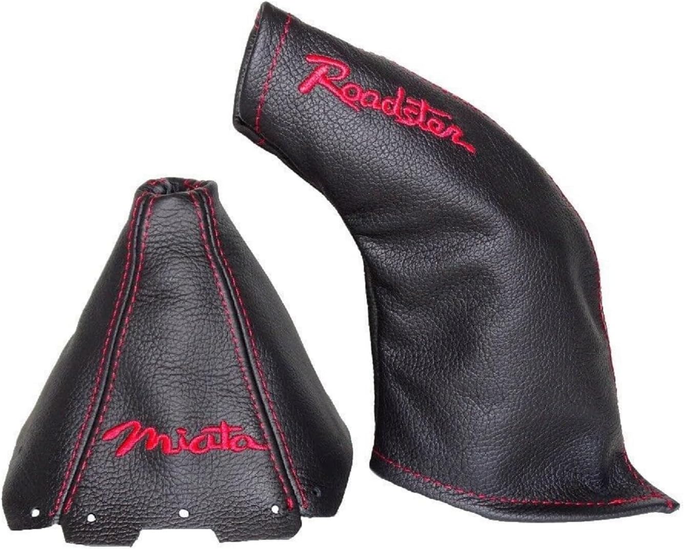 Ltd Compatible with Shift & E Brake Boot for Mazda Miata MX-5 MK1 NA 1989-1997 Black Leather Red Miata & Roadster Edition Embroidery