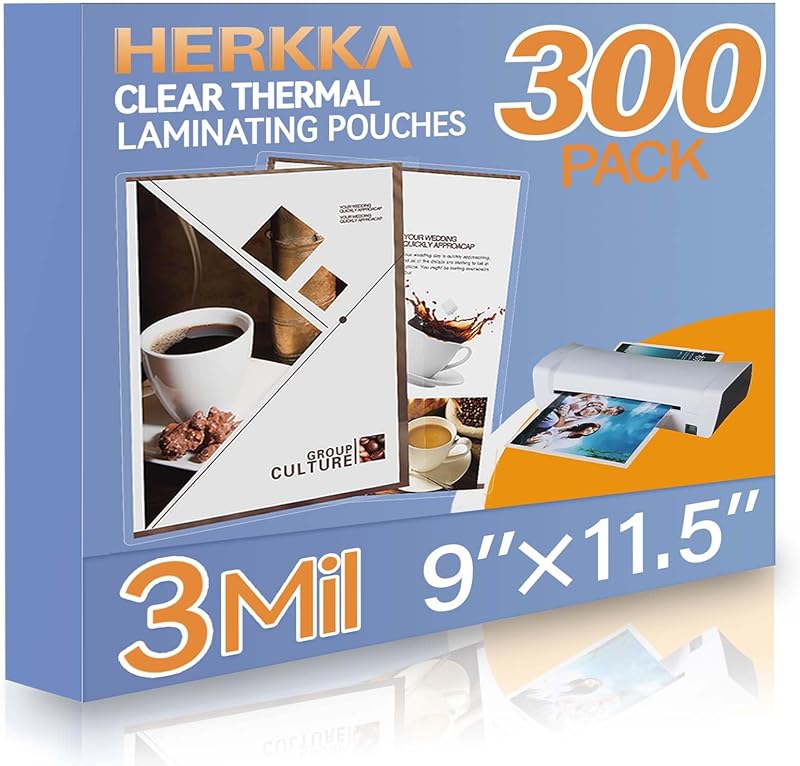 300 Pack Laminating Sheets, Holds 8.5 x 11 Inch Sheets, 3 Mil Clear Thermal Laminating Pouches 9 x 11.5 Inch Lamination Sheet Paper for Laminator, Round Corner Letter Size