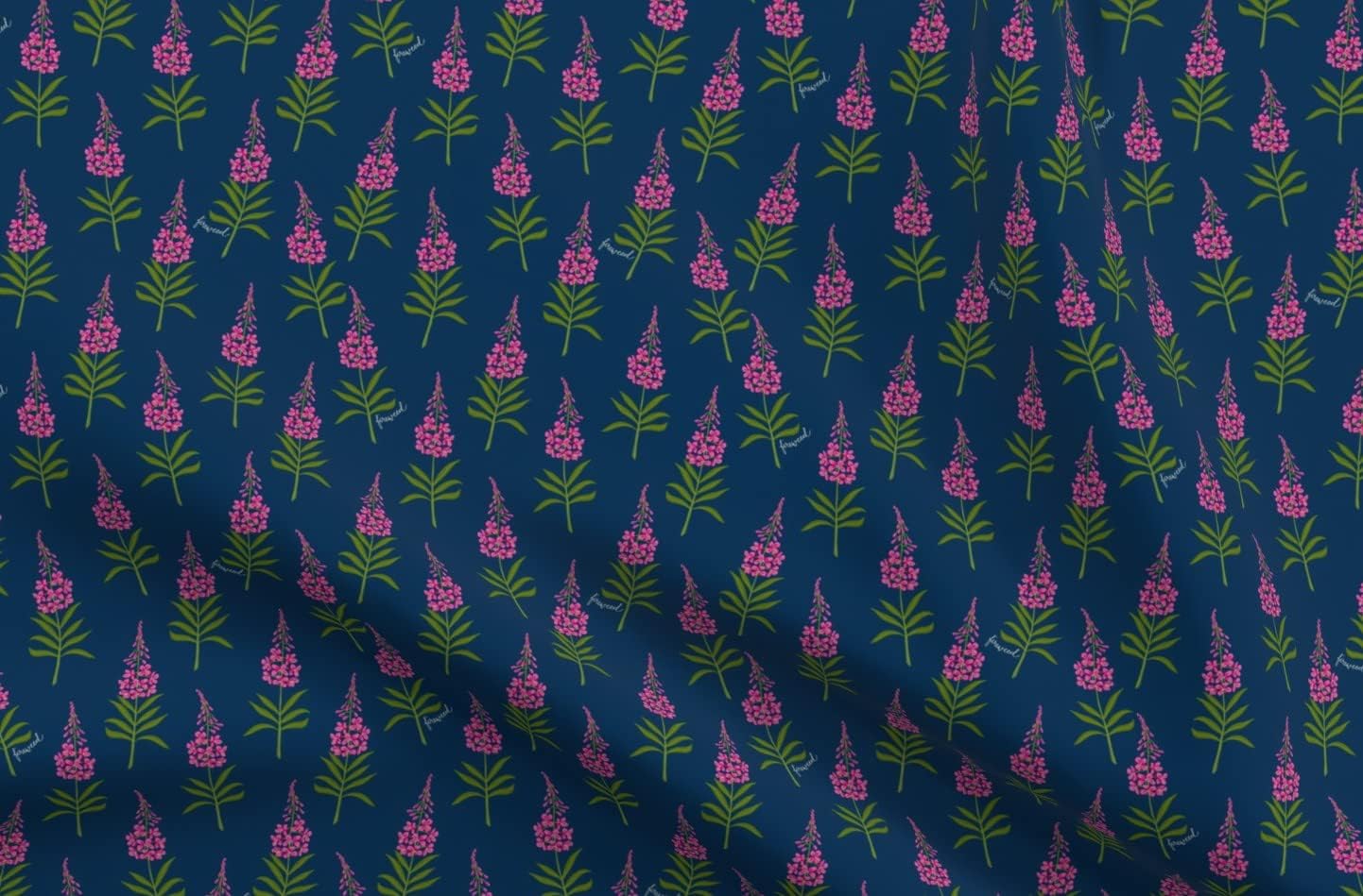 Spoonflower Fabric - Spring Fireweed Pink Woodland Fuchsia Wildflower Printed on Upholstery Velvet Fabric Fat Quarter - Upholstery Home Decor Bottomweight Apparel