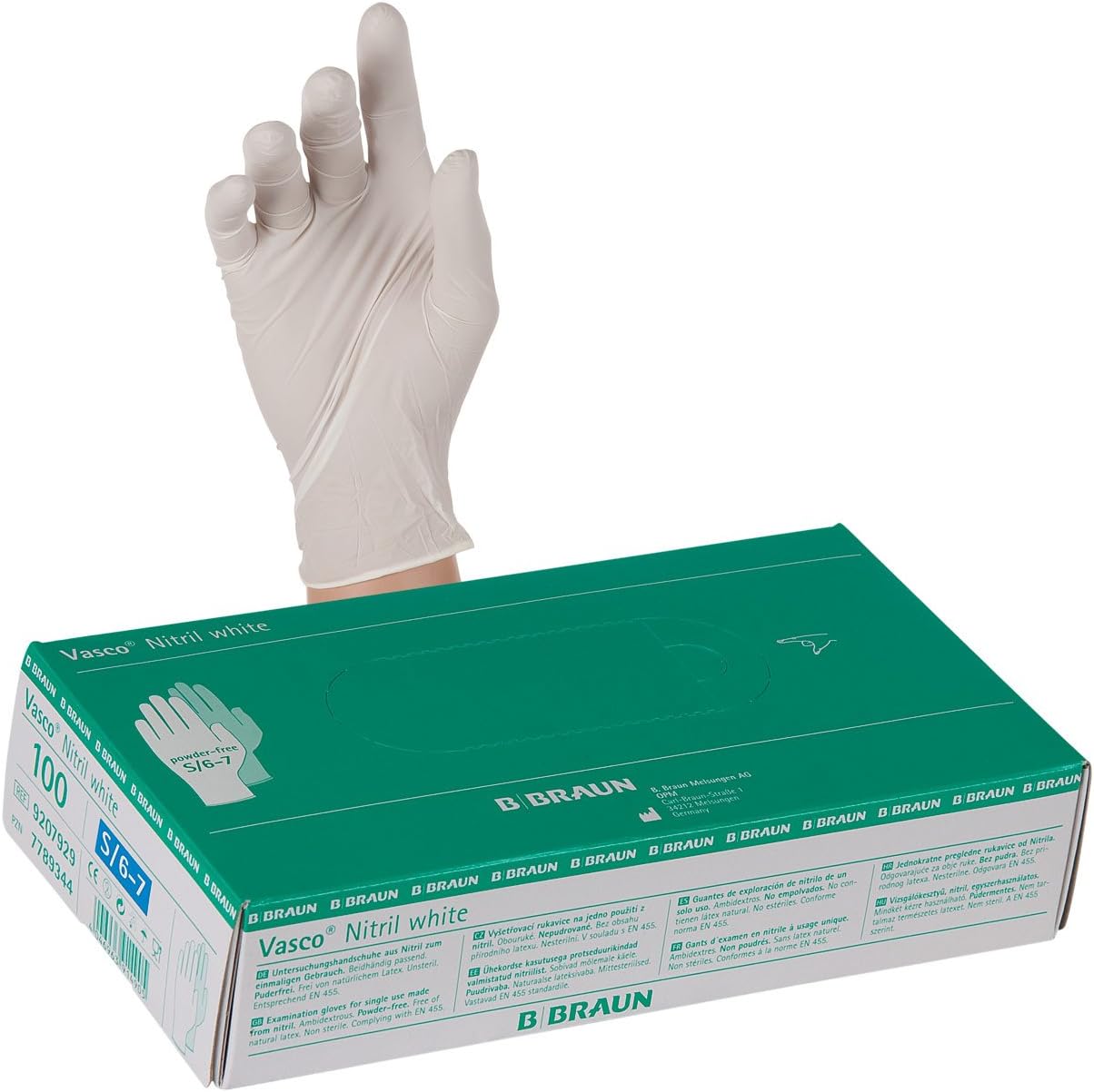 B. Braun Vasco Guard Long Nitrilhandschuhe, Größe S, 100 Stück - Extra Langer Schaft (290 Mm), Puderfrei