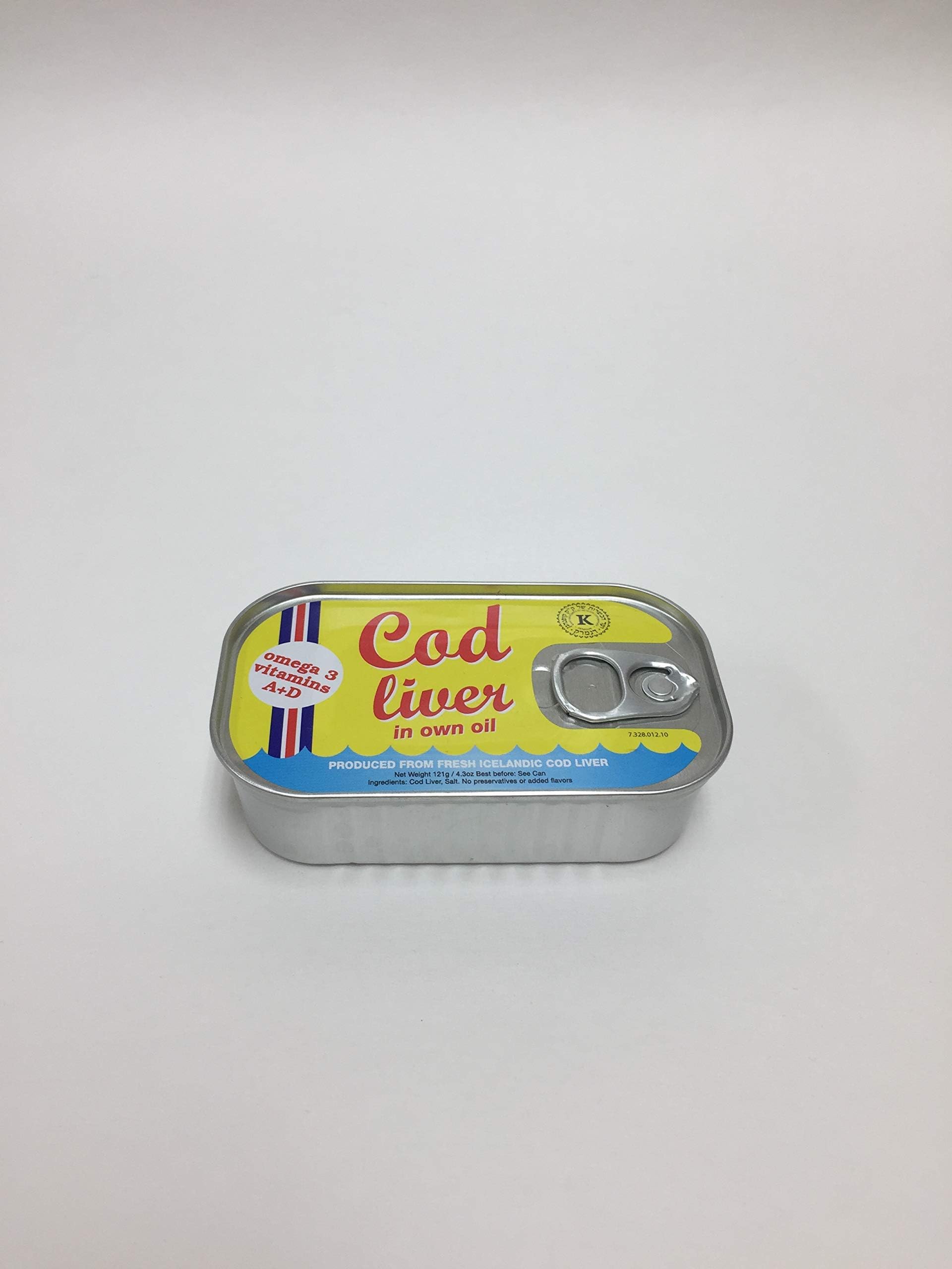 Threeline Icelandic Grade A+ Natural Cod Liver in Own Oil 121g / 4.3 Oz