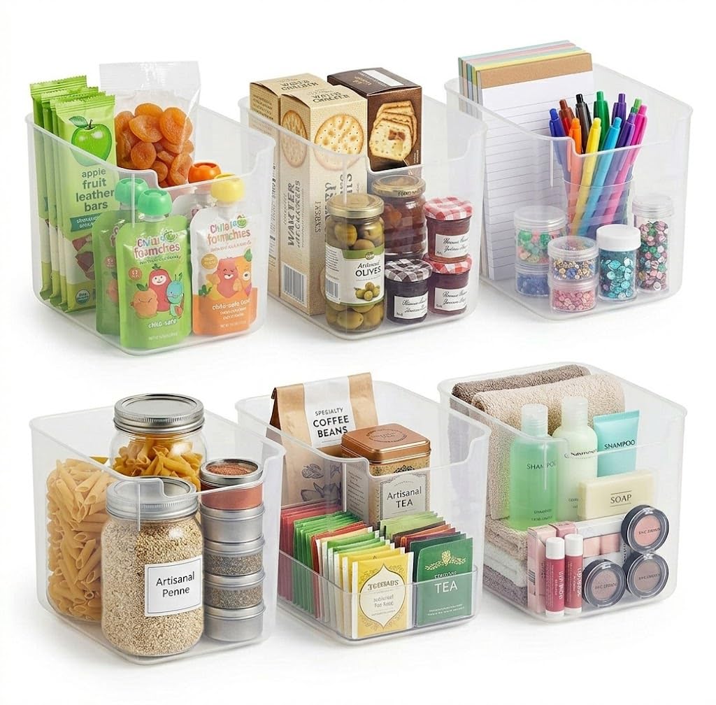 6 Pcs Fridge Storage Boxes/Fridge Organizer | Multipurpose Fridge Door Organiser | Space-Saving Refrigerator Organizer | Storage Organizers for Fridge, Kitchen Fruits, Vegetables Storage- Transparent