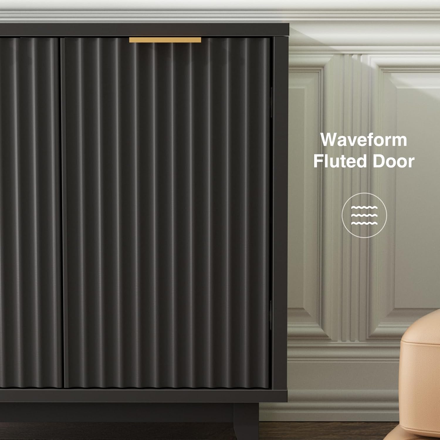 Close-up of the waveform fluted door design