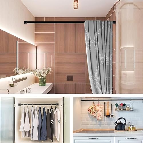 Miniatura 9 de Barra para Cortina de Ducha 42-78 Pulgadas, 1" de Diámetro Barras de Cortina de Tensión Ajustables Largas con Resorte para Baño Ventanas Armario Sin