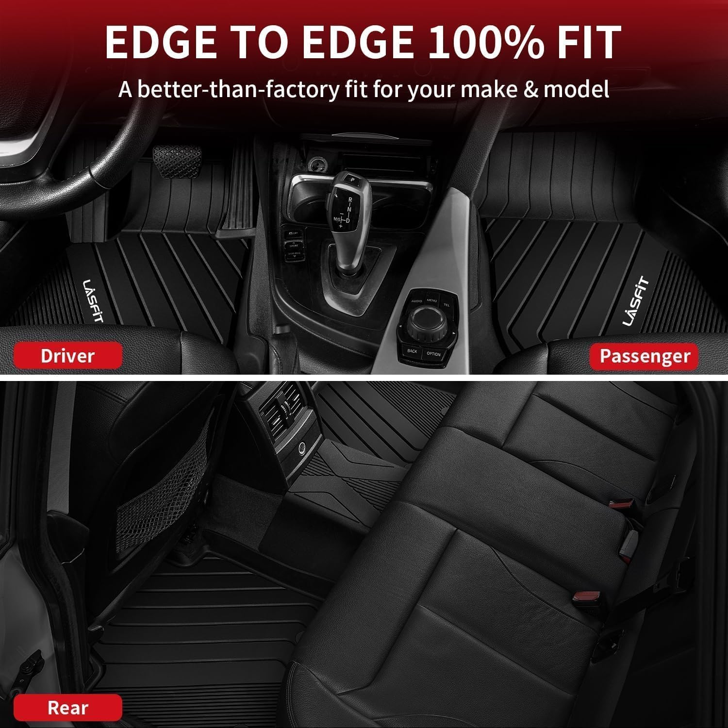 LASFIT 2018-2024 BMW X3 Floor Mats & Trunk Mat, Custom Fit TPE All Weather Car Liners Full Set for x3 30i/M/M40i/M Competition Accessories, Waterproof & Anti-Slip (Don't Fit X3 30e)