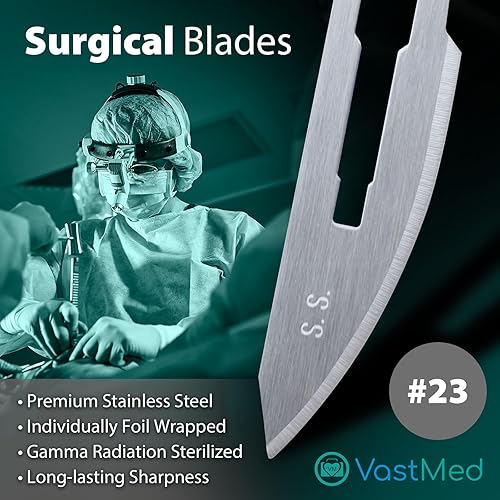 Miniatura 60 de 100 cuchillas quirúrgicas estériles de acero inoxidable de grado dental #10 Hoja quirúrgica Dermablade de acero inoxidable envuelta individualmente