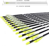 Vista 3 de Flecha de carbono de 30 pulgadas con puntas extraíbles para arco compuesto y recurvo (paquete de 12 unidades)
