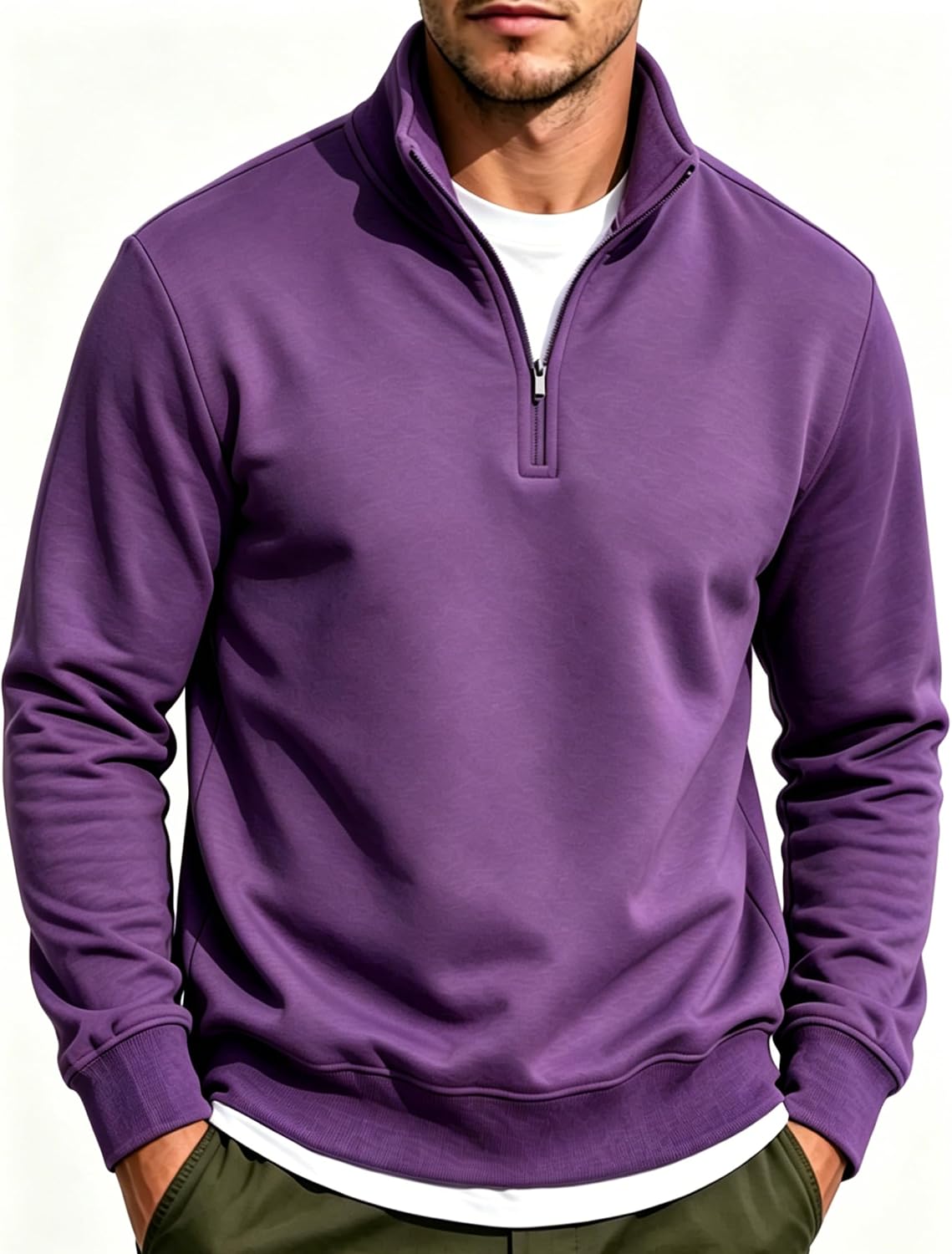 Mens quarter zip pullover lightweight Golf Pullover Long Sleeve Sweatshirt for Men