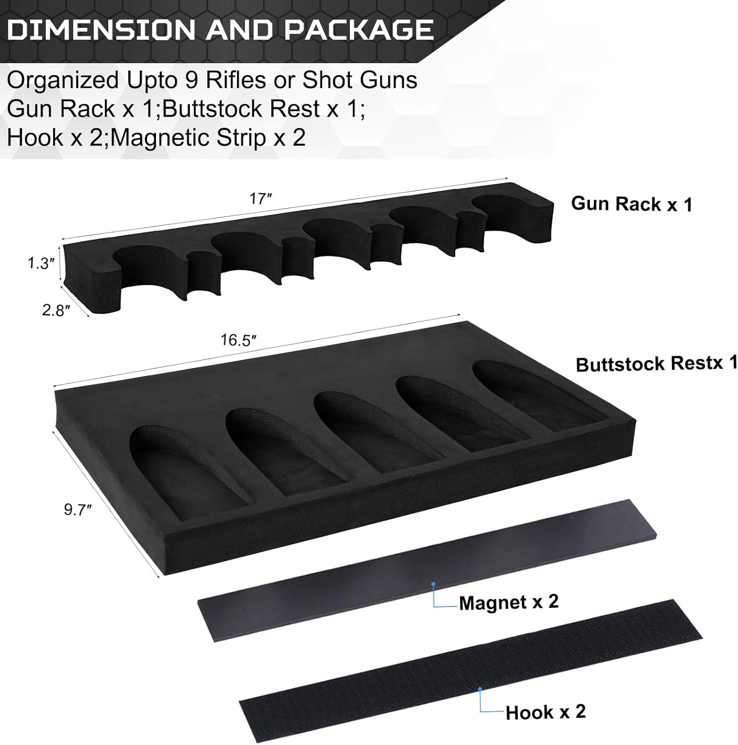 OCQOTAT Gun Rack for Gun Storage, Gun Safe Accessory for Shotguns, Gun Holder in Gun Cabinet, Shotgun Rest, Foam Material with Magnetic Strip and Hook Strip, Gifts for Hunters