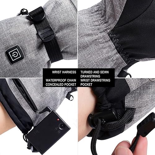 Miniatura 3 de Guantes térmicos para hombres y mujeres, impermeables, para pantalla táctil, calentadores de manos de invierno, guantes de esquí recargables, 3