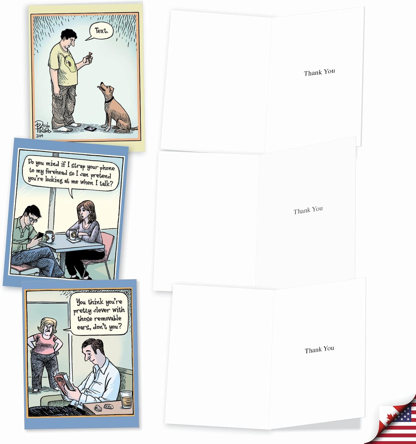 The Best Card Company - 10 Funny Thank You Cards with Envelopes (4 x 5.12 Inch) Humorous Gratitude Boxed Note Set - Very Bizarro M6464TYG