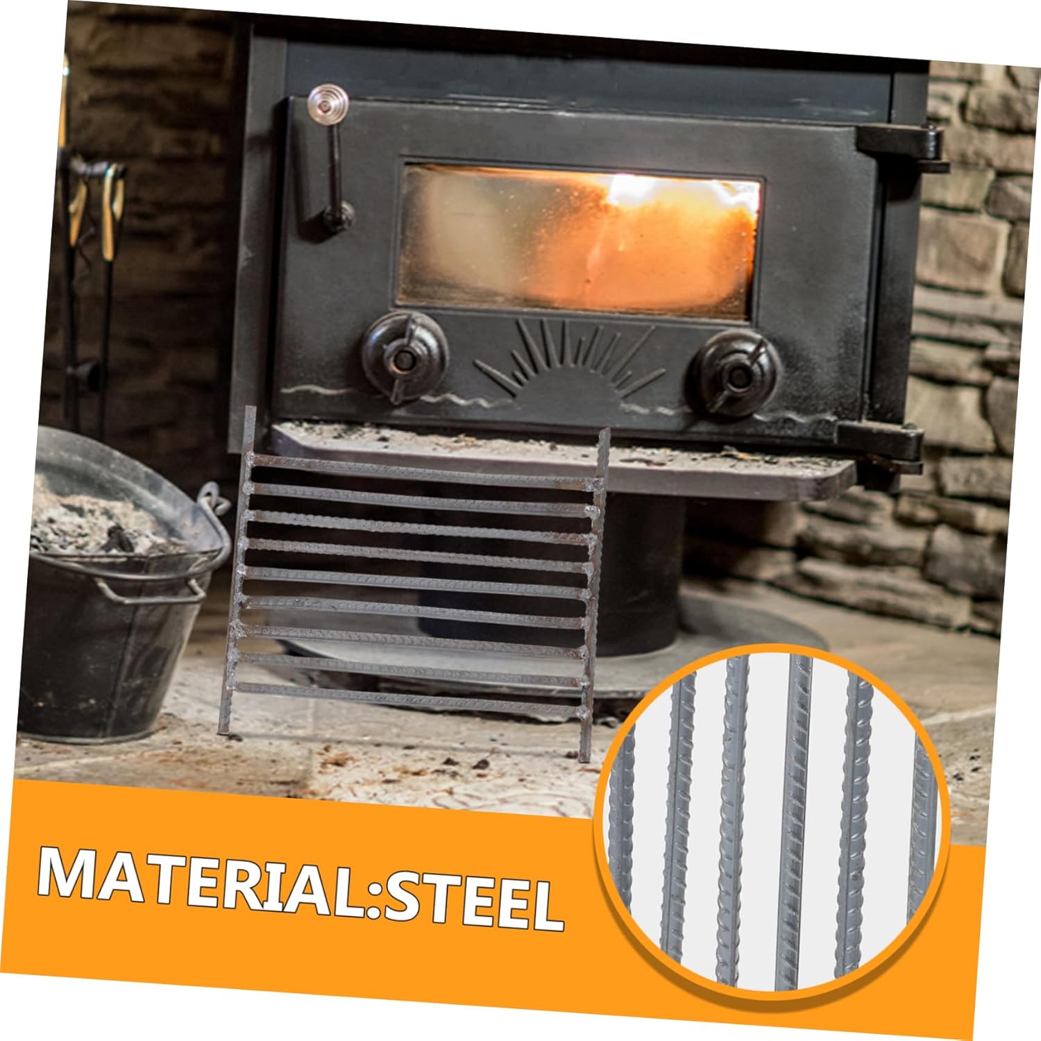 GALPADA Heavy Duty Steel Fire Grate for Stove Fire Place Rack Durable Heat Resistant Bar Grill for Fire Pits Efficient Holder for Uniform Heat