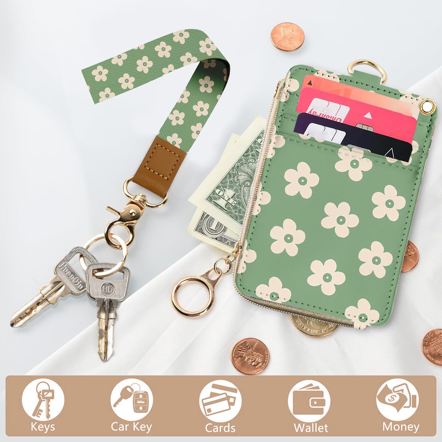 bolimoss Groovy Flower Lanyard with ID Holder for Women Teachers Cute Flower ID Holder with Lanyard - Image 2