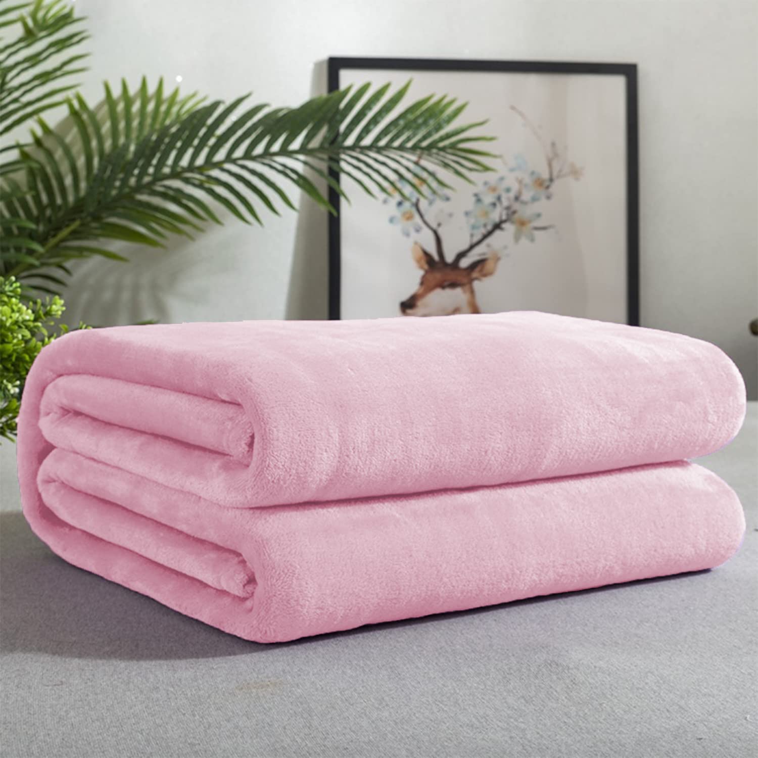 GREATOYAR Manta de Franela para Sofá, Manta de Franela para Cama, Manta para Mascotas, Mantas Ligeras, Extra Cálido, Sobrecama, Caliente, Transpirable para Invierno, Color Rosa, 130X160cm