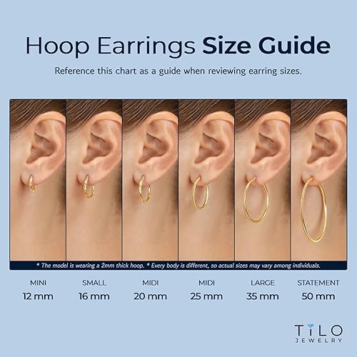 Miniatura 4 de Pendientes de aro 14K oro clásico amarillo pulido brillante, tubo de 0.07 pulgadas