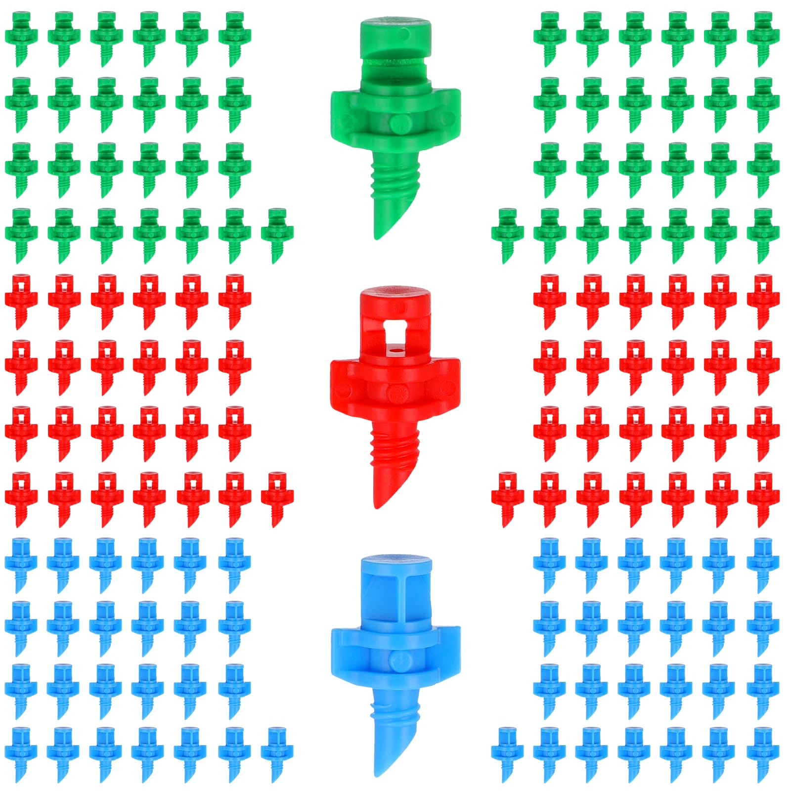 150 Pcs Drip Irrigation Emitters Micro Sprinkler Heads Micro Sprinkler Nozzles Sprayer 3 Color Refraction Heads Irrigation Misting Emitters for Plants Lawn Watering System (90/180/360 Degrees)