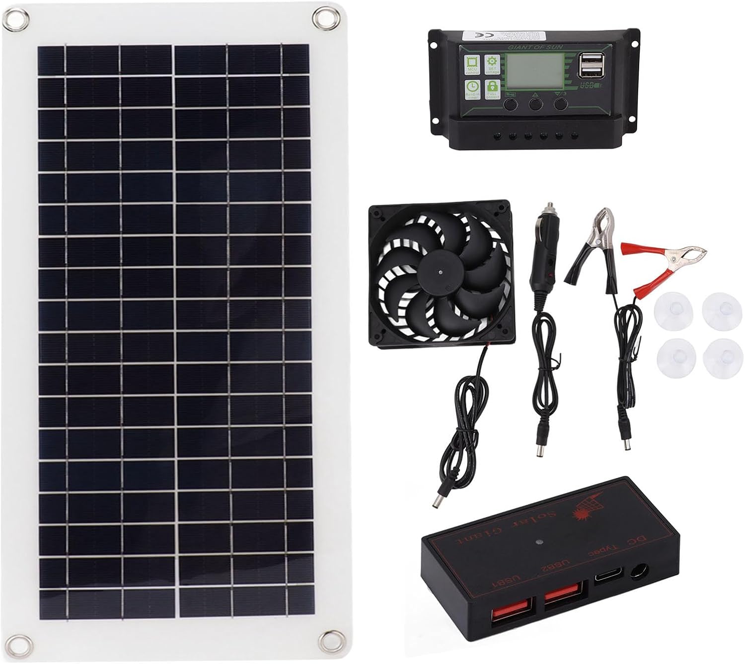 Polysilicon Solar Panel Fan Kit, 10W 18V Portable Solar Powered Fan with 30A Controller - High Efficiency Charging, Lightweight Design, Ideal for Ventilation and Cooling