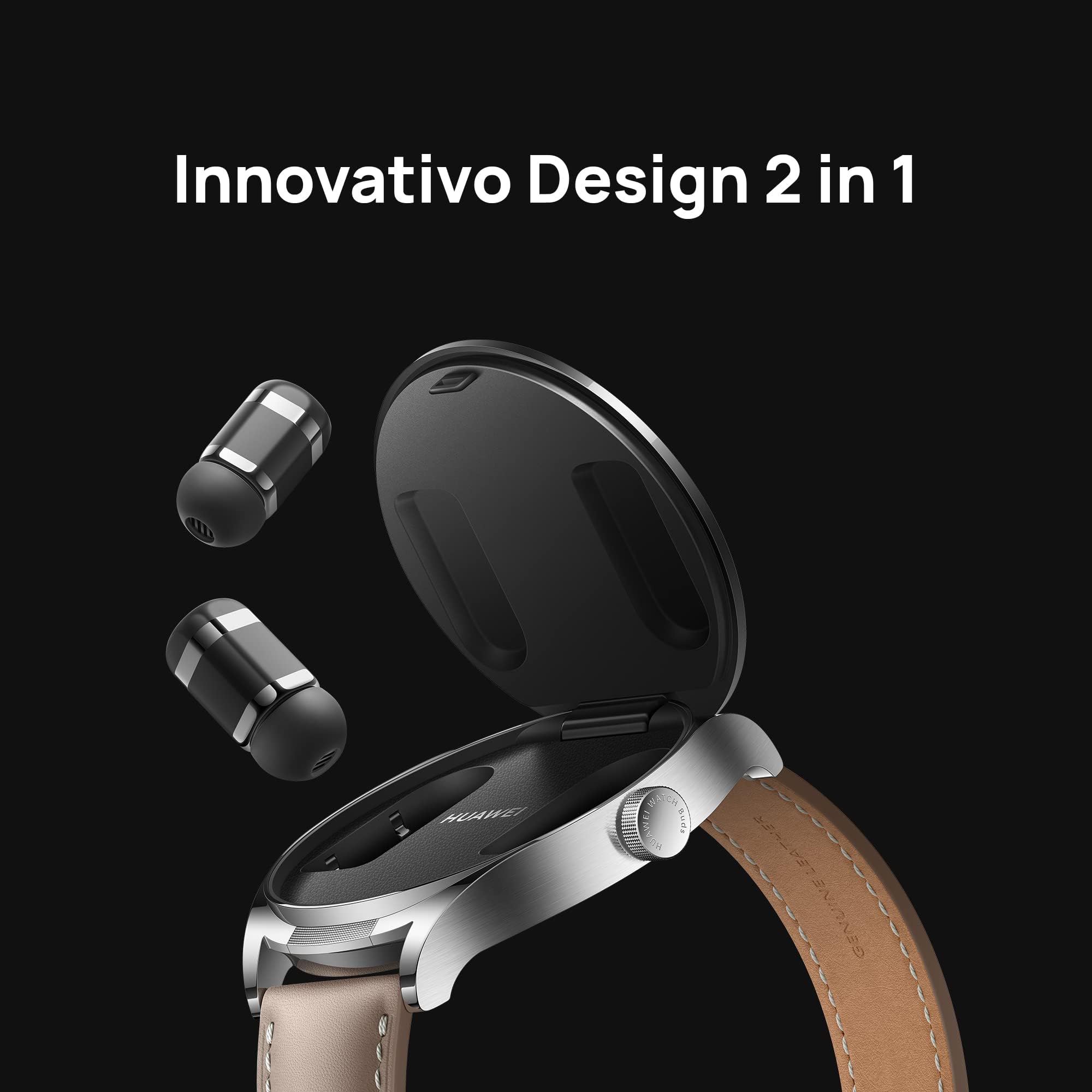 HUAWEI Watch Buds, Smartwatch e Auricolari 2 in 1, Controlli Touch Wide Area, Cancellazione del Rumore, Monitoraggio Professionale della Salute, Compatibile con Android e iOS, Versione Italiana, Nero