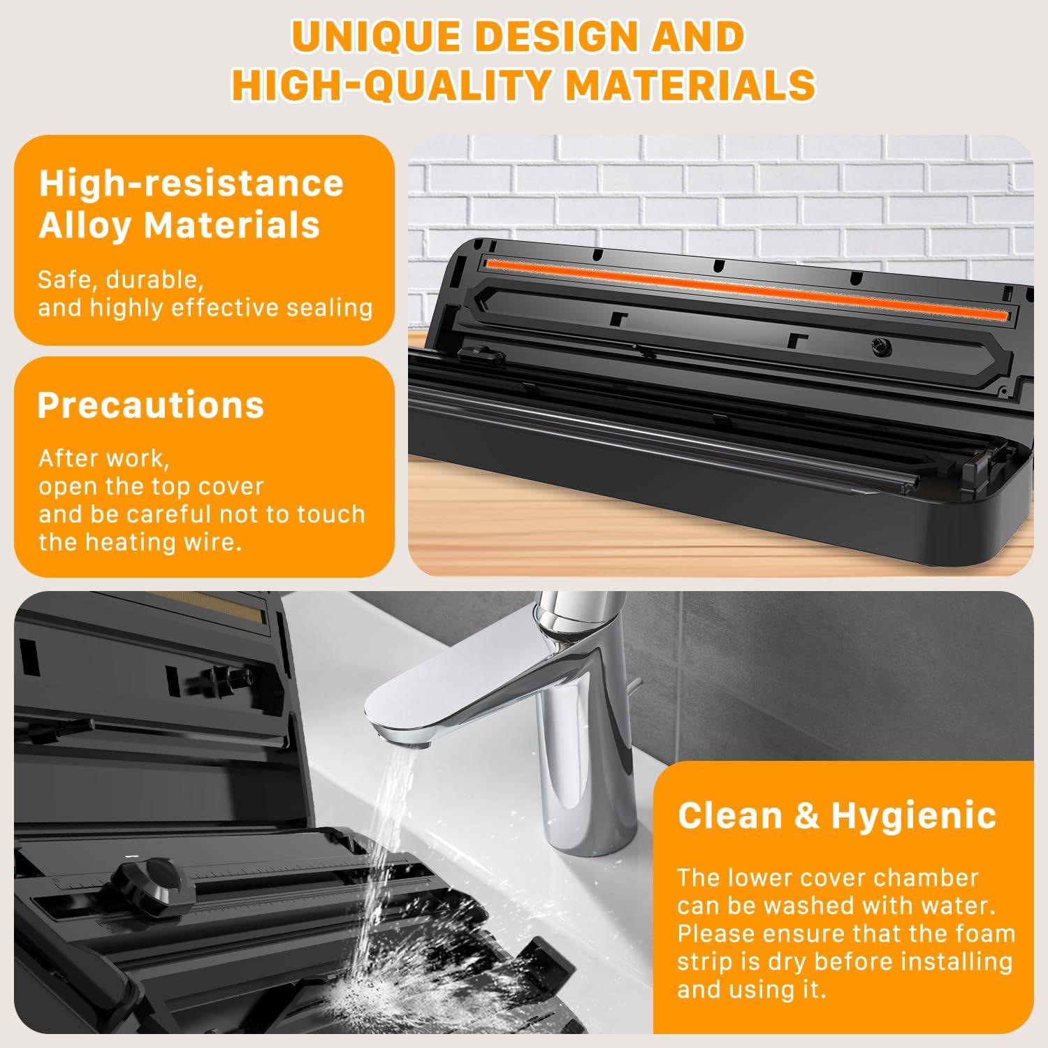 Vacuum Sealer Machine, Fast-Compact/Multi-Functional Vacuum Sealer for Food with Starter Kites, Dry/Moist Mode & External Vacuum System, Built-in Cutter & 10 Vacuum Bags - Image 5