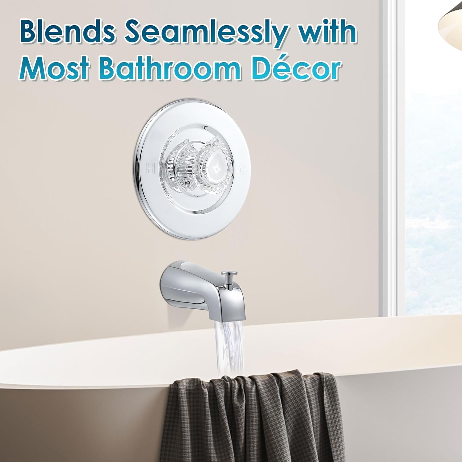 Tub and Shower Trim Kit with Cartridge Replacement, Compatible with Moen Standard Valve Chateau Series Single Handle Tub and Shower, Brass Stem (Chrome)