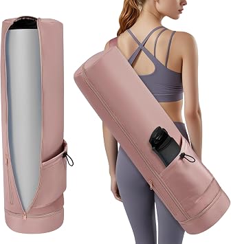 Aucuu Yoga Mat Bag, Yoga Mat Carrier with Pockets Watreproof, Yoga Mat Bag Large with Adjustable Carry Strap, Bottle Pocket and Wet Compartment, Yoga Mat Carry Bag, Gym Pilates Bag for Women Men