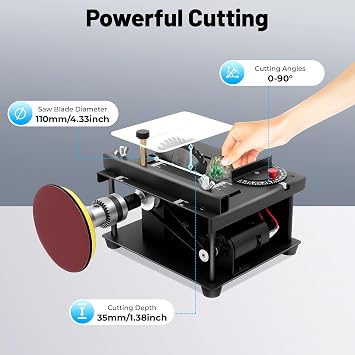 Mini Multi-Functional Table Saw, 4.3 Blade Mini Table Saws for Crafts Small Woodworking Electric Bench Saw Precision DIY Cutting Tool Hobby&Craft Power Tool