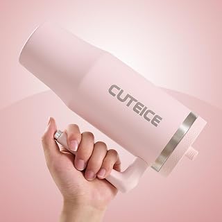30 oz Pink Insulated Coffee Tumbler with Handle and Flip Straw 100% Leakproof Stainless Steel Iced Travel Coffee Cup with Lid Vacuum Cold Beverages Water Bottle Car Office Gifts for Women Men