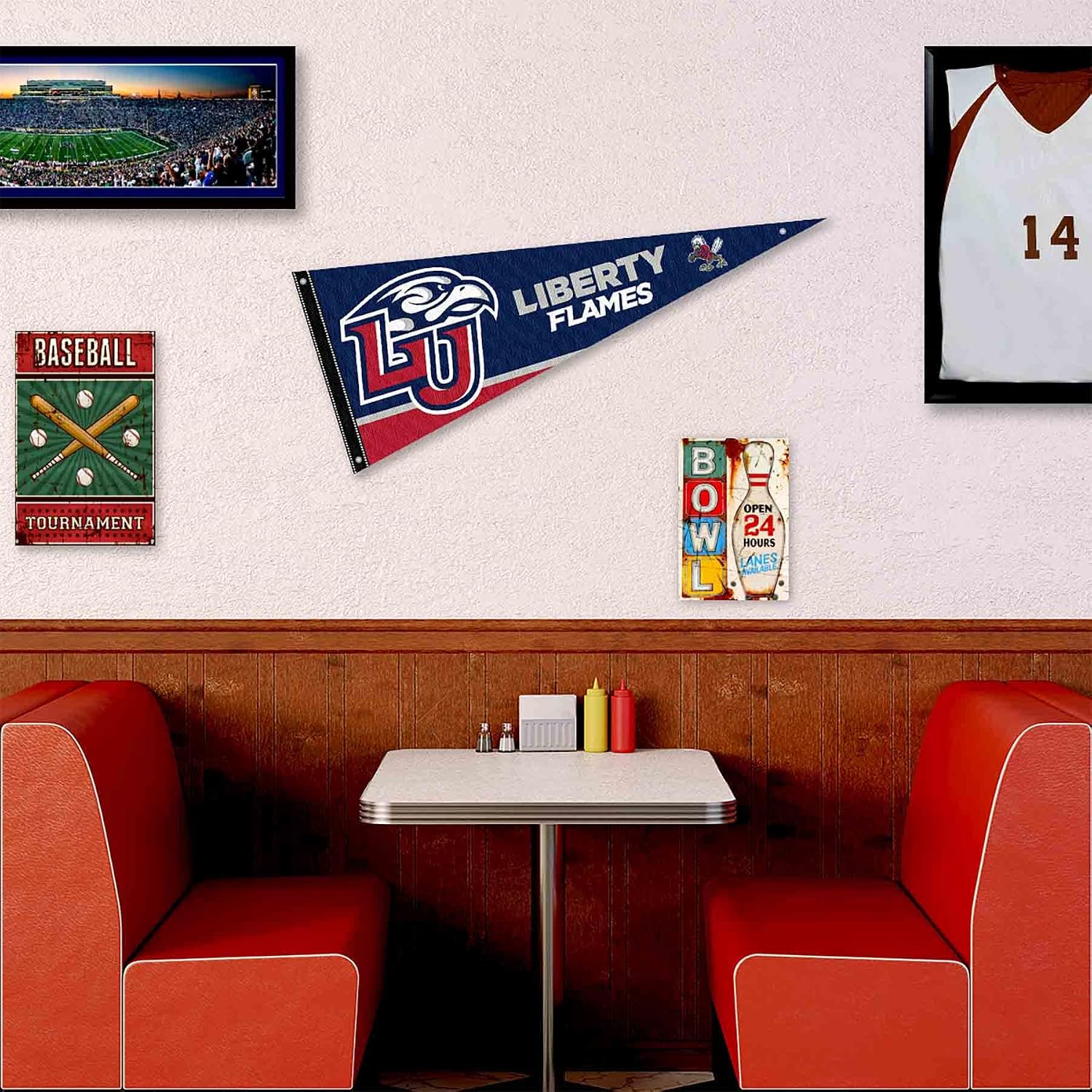 College Flags & Banners Co. Liberty Flames Pennant Flag and Wall Tack Mount Pads